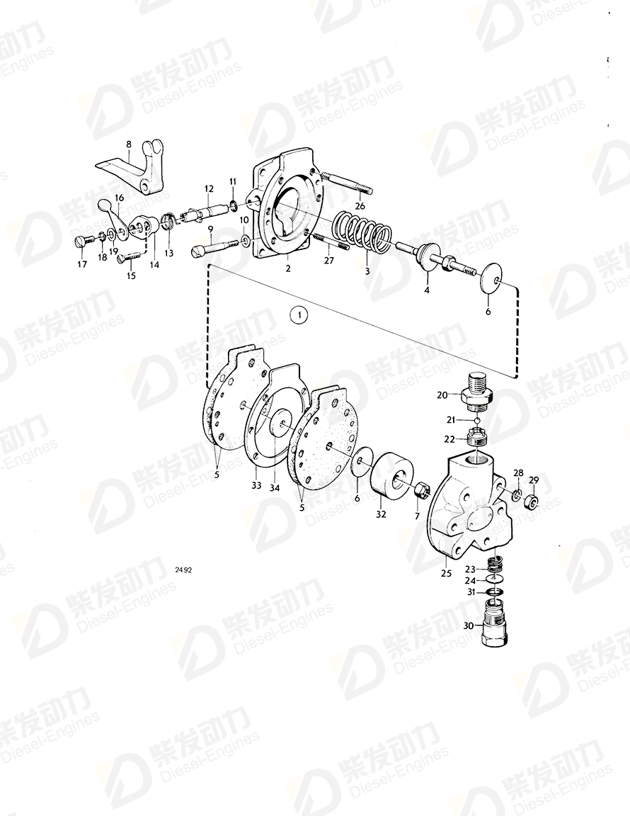 volvo penta Fitting 242044 Drawing